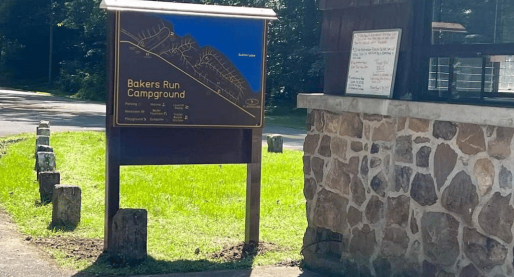 Bakers Run Campground Sign