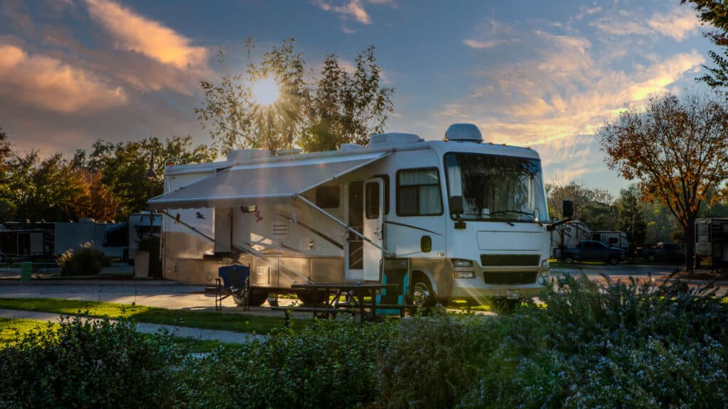 RV parked at a campsite