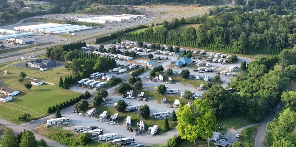 Aerial view of Lakeview RV Resort in Tennessee