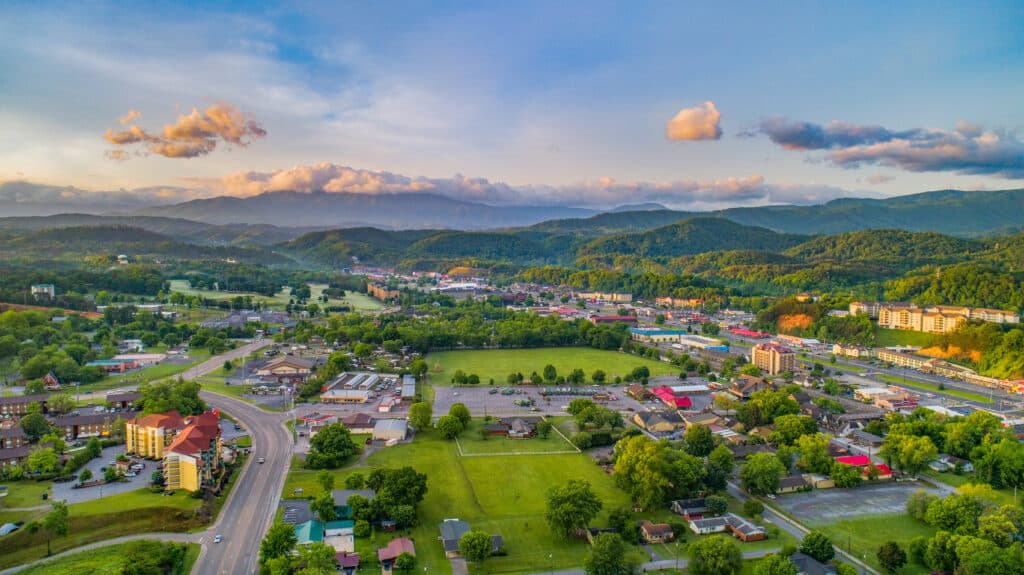 Aerial Image of Pigeon Forge and Sevierville Tennessee