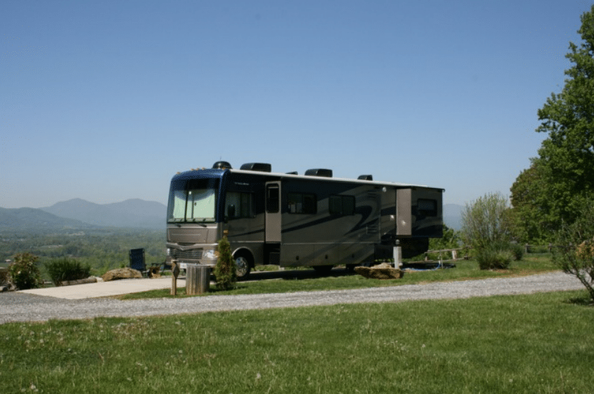 RV parked at a Campfire Lodgings campsite in North Carolina